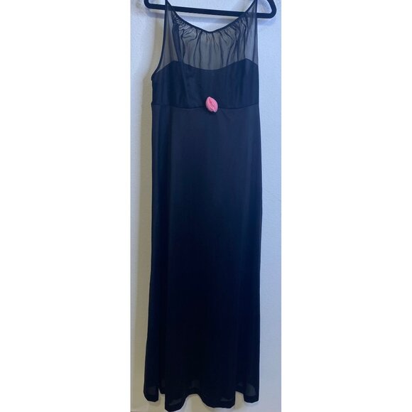 Vintage Henson Kickernick Black Nylon Nightgown Dress Maxi Long Sleeveless Sz 34 - Picture 1 of 4